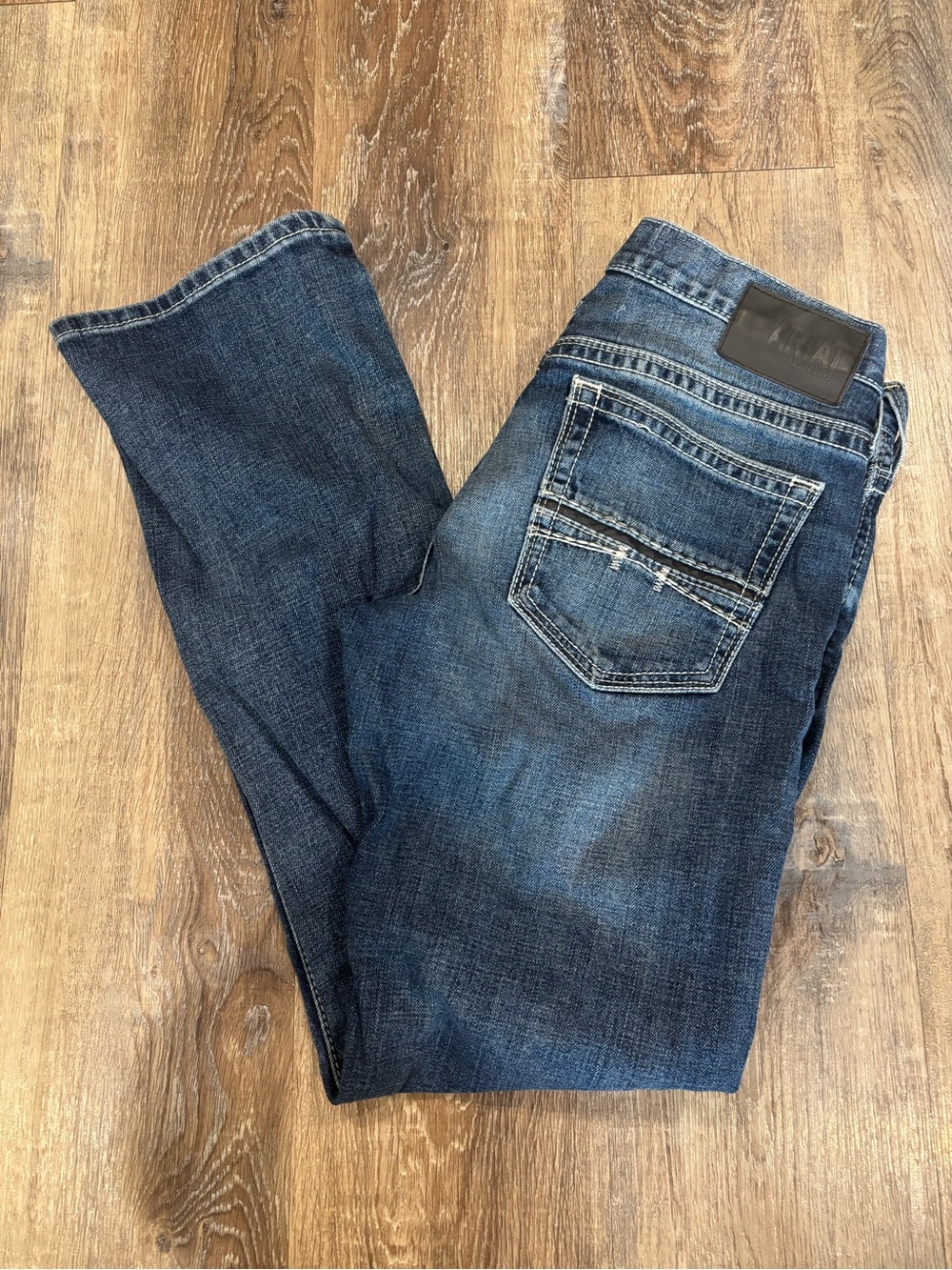 Ariat Men's Dark Blue Straight Jeans with Contrast Stitching